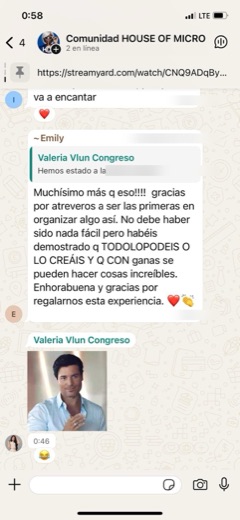 Mensaje del grupo de asistentes