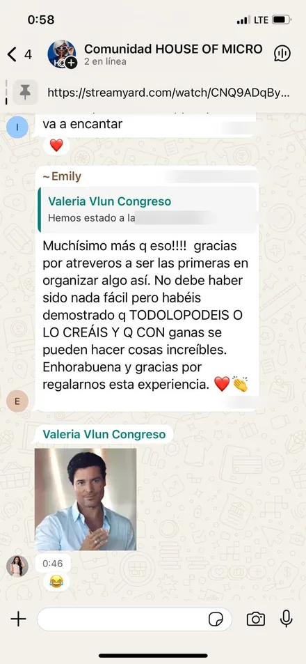 Mensaje del grupo de asistentes