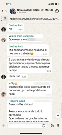 Mensaje del grupo de asistentes