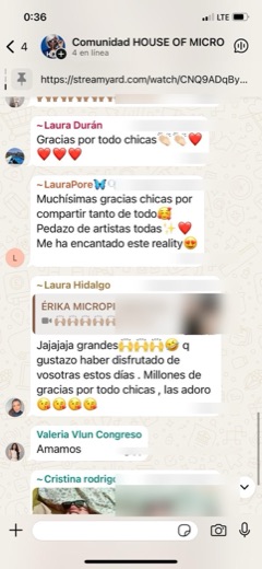 Mensaje del grupo de asistentes