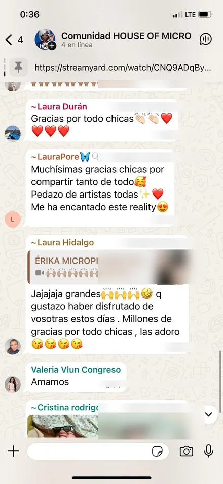 Mensaje del grupo de asistentes