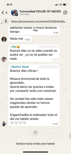 Mensaje del grupo de asistentes
