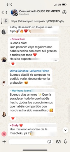 Mensaje del grupo de asistentes