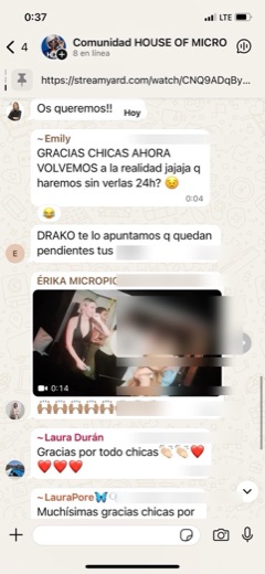 Mensaje del grupo de asistentes