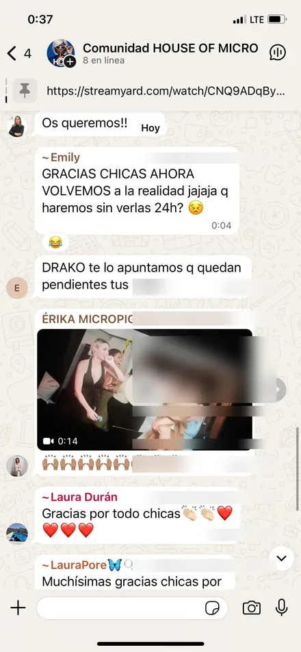 Mensaje del grupo de asistentes